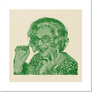 dame edna - green solid style, Posters and Art